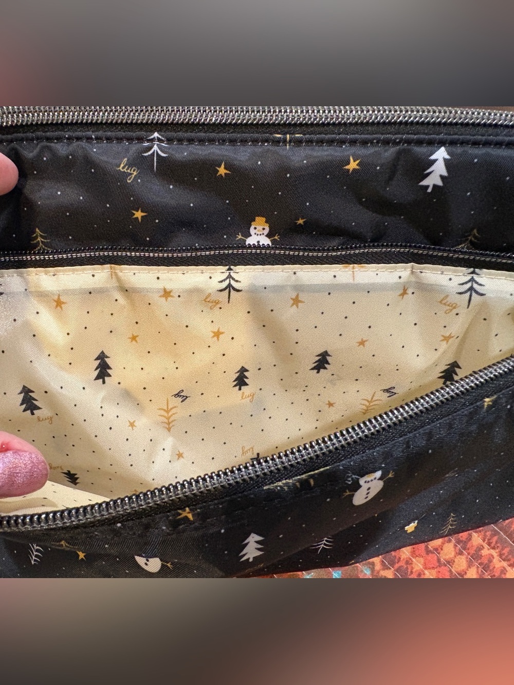 Lug Stretch Crossbody Bag. Snowman Trees. EUC - Picture 9 of 15